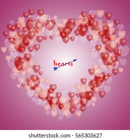 Love background with hearts. Vector illustration. 