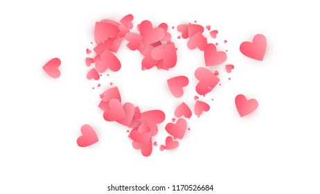      Love Background with Paper Hearts. Illustration with Love Heart for your Design.     Wedding Background for Greeting Card, Invitation or Banner. Vector illustration.