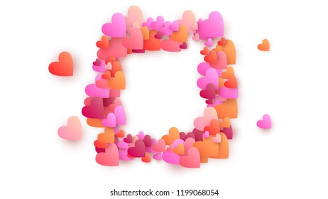      Love Background with Paper Hearts. Illustration with Love Heart for your Design. Valentines Background for Greeting Card, Invitation, Banner, Wallpaper, Flyer Vector illustration.