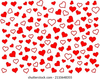 Love background. Love pattern with red hearts. Love vector illustration. Heart vector illustration. Wrapping gift pattern.