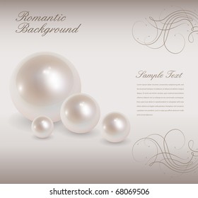 Love background with pearls, romantic and elegant, vector.