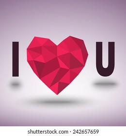 Love background with poligonal hearts