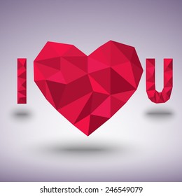 Love background with polygonal hearts