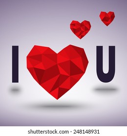 Love background with polygonal hearts