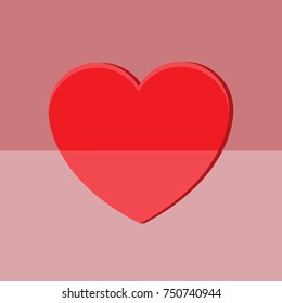 Love background with red heart. Vector card for holidays and good mood.
