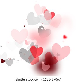  Love Background with Red and Pink Hearts. Illustration with Love Heart for your Design.  Valentines Background for Greeting Card, Invitation, Banner, Wallpaper, Flyer. Vector illustration.