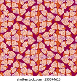 Love background. Seamless pattern with hearts. Hand drawn illustration. 