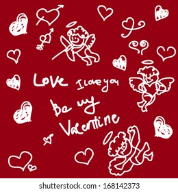 Love Background. Set of love icons. Vector illustration. 