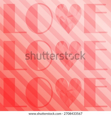 Love background with striped and grid geometric pattern. Vector illustration