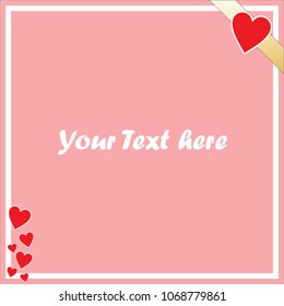 Love background text, this background looks loving with the basic pink color with red heart icon, and there is little colored paper like gold