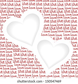 Love background with two hearts and place for text