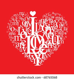 love background - typographic heart shape