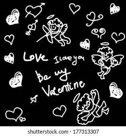 Love Background Valentine I love you-abstract love heart and angels
