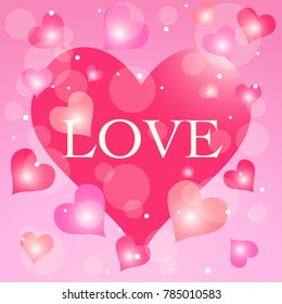 Love background. Valentines day romantic pink heart  shiny pattern