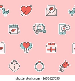 Antecedentes de amor - Color vectorial patrón transparente de corazón, regalos y valentinas para el diseño gráfico