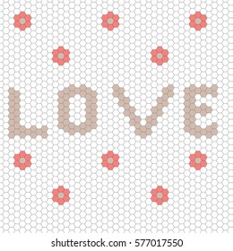 Love background and vector. Heart wallpaper. Hexagon shape texture.
