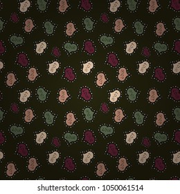 Love background. Vector illustration. Background of big and small hearts with swirls in gray, black and green colors. Seamless Love pattern.