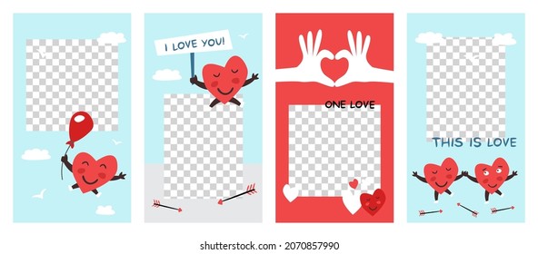 Love background. Vector love background for social media stories. Love in flat style