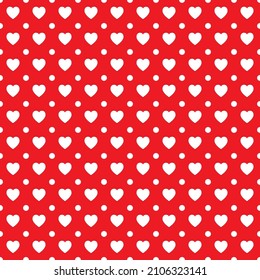 Antecedentes de amor. Corazón blanco y patrón de puntos blancos sobre fondo rojo. Ilustración de la forma del corazón en cuadrados rojos. Patrón de amor en el día de San Valentín. Feliz Día de San Valentín.