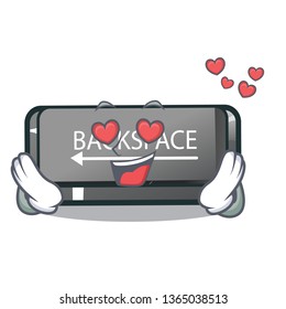 In love backspace button installed on cartoon keyboard