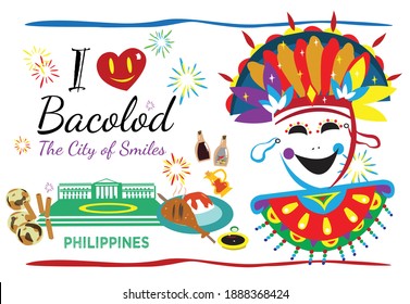 I love Bacolod Philippines concept with local symbols and delicacies such as piaya and chicken inasal. Editable Clip Art.