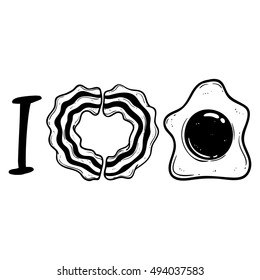 i love bacon and fried egg using doodle art