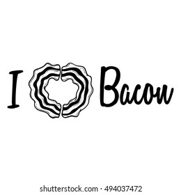 i love bacon illustration using doodle art or hand drawing style