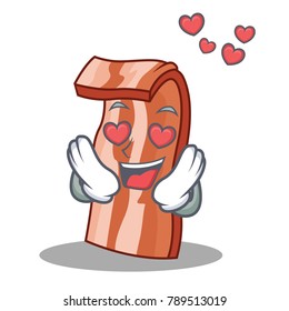 In love bacon mascot cartoon style