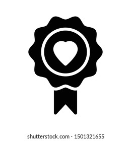 love badge glyph flat vector icon