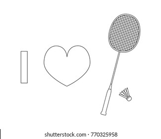 I love badminton vector contour icon