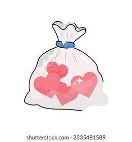 Love bag doodle vector outline icon. EPS 10 file