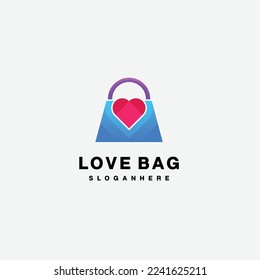 love bag logo design color illustration