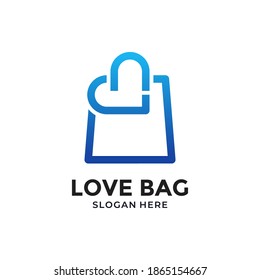 Love bag logo template vector for business. Shop logo design inspiration.