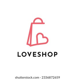 Diseño creativo del logo de la tienda de bolsos de amor