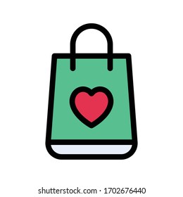 love bag vector flat color icon 