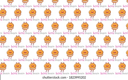 Love Bagels Logo Pattern Illustration Vector Nice For Wallpaper