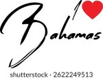 I Love Bahamas Country Name In Grunge Text Typography 