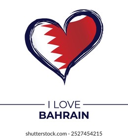 I Love Bahrain Banner with Flag in Heart. Bahrain love Emblem Isolated on White Background. Vector, Illustration, Isolated, Love, Background.