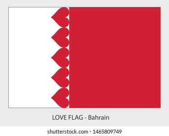 I love Bahrain vector flag with heart sign symbolizing love for that country