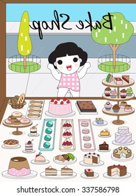 I Love Bake Shop Character illustration