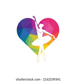 Love ballet vector logo design. Logo design for ballet school and dance studio.