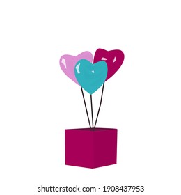 Love Ballon  with box Idea design logo vector illustration for valentine, gift and etc