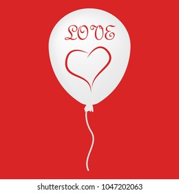 love ballon white with heart vector illustration