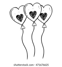 Love balloon with doodle or hand drawing style