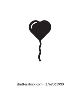 love balloon icon glyph vector illustration black design. isolated on white background