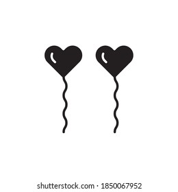 vector de icono de globo de amor. estilo glifo negro. aislado en fondo blanco