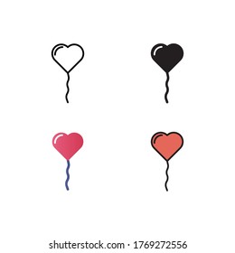ilustración vectorial de icono de globo de amor con diseño de estilo diferente. aislado en fondo blanco