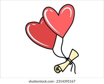 Love Balloon with Letter Illustration
