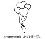 Love Balloon Line Art Illustration