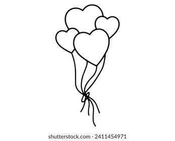 Ilustración de arte de la línea de globos de amor